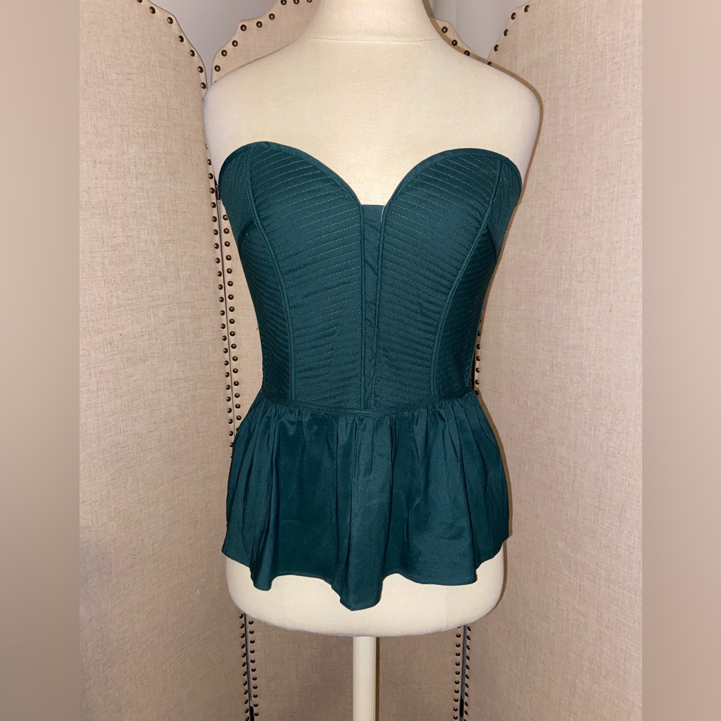 Nwt Green Peplum Top